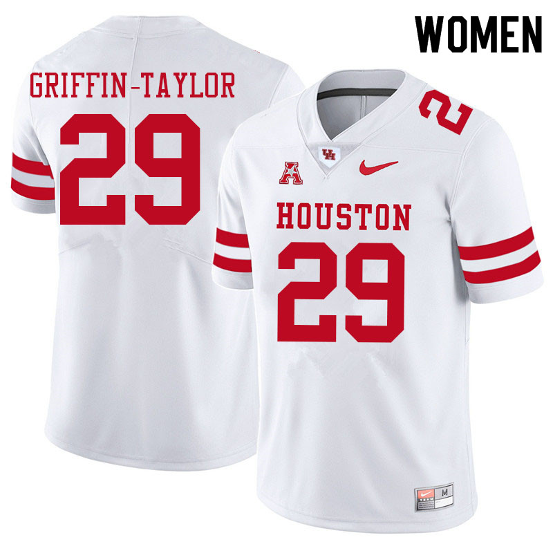 Women #29 Demarcus Griffin-Taylor Houston Cougars College Football Jerseys Sale-White - Click Image to Close